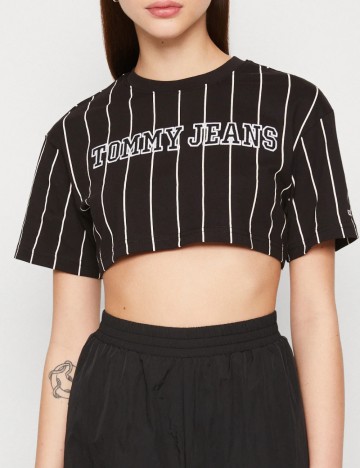Top Tommy Jeans, negru