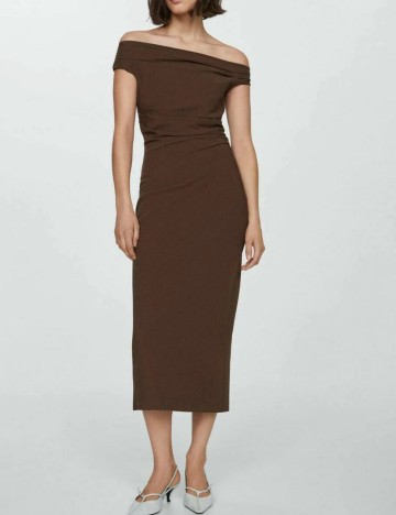 Rochie midi Mango, maro