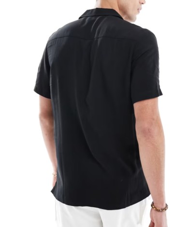 Cămașă cu mânecă scurtă ASOS, negru