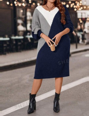 Rochie midi Shein Curve+, bleumarin
