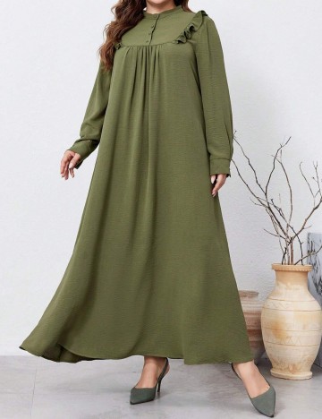 Rochie maxi Shein Curve+, kaki