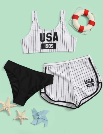 Set costum de baie Shein, mix culori