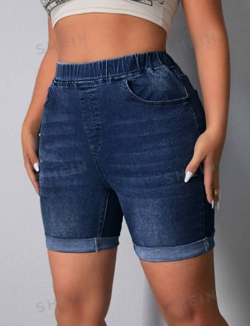 Pantaloni scurți Shein Curve+, albastru