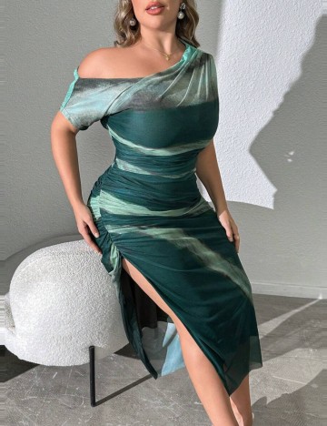 Rochie midi Shein Curve+, verde