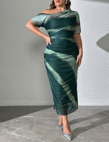 Rochie midi Shein Curve+, verde