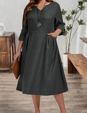 Rochie midi Shein Curve+, gri
