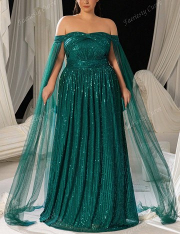 Rochie de ocazie Shein Curve+, verde