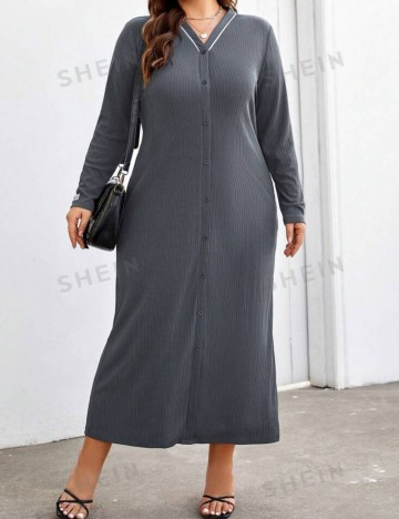 Rochie maxi Shein Curve+, gri