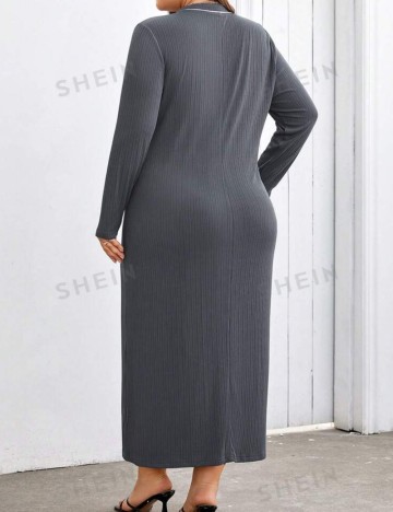 Rochie maxi Shein Curve+, gri