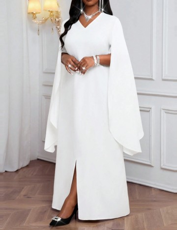 Rochie maxi Shein Curve+, alb