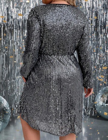 Rochie mini Shein Curve+, argintiu