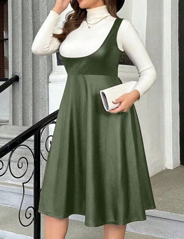 Rochie midi Shein Curve+, kaki