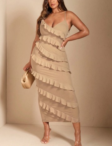Rochie maxi Shein Curve+, bej