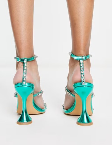 Sandale Cu Toc London Rebel, verde metalic