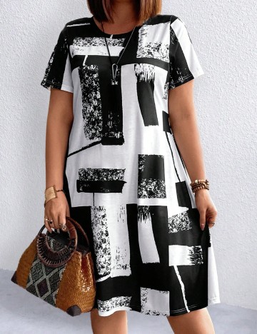 Rochie midi Shein Curve+, mix culori