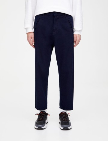 Pantaloni Casual Pull&Bear, bleumarin