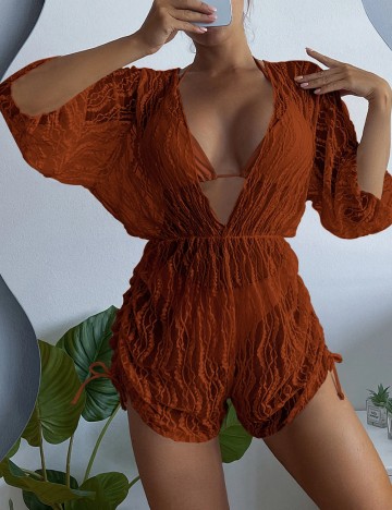 Set costum de baie Shein, maro