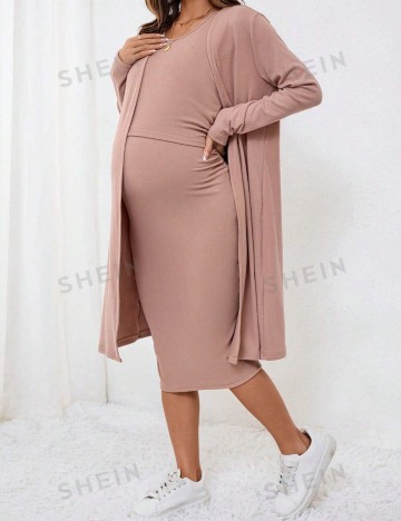 Set Rochie și Cardigan Shein, bej