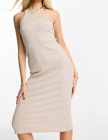 Rochie midi Stradivarius, bej