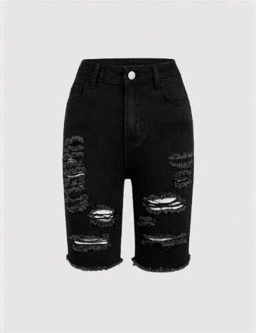Pantaloni scurți de blugi Shein, negru