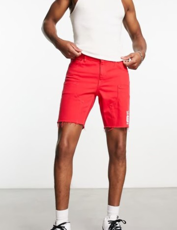 Pantaloni scurți de blugi ASOS, roșu