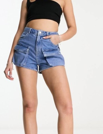 Pantaloni scurți de blugi Bershka, albastru