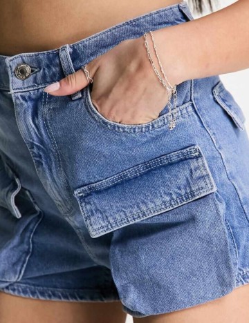 Pantaloni scurți de blugi Bershka, albastru