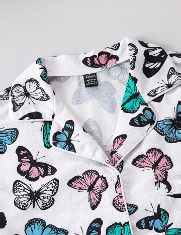 Compleu pijamale Shein, alb