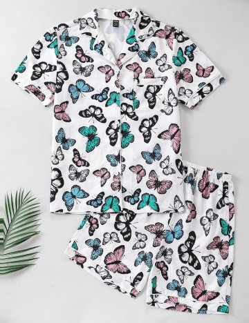 Compleu pijamale Shein, alb