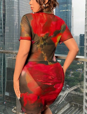 Rochie mini Shein Curve+, mix culori