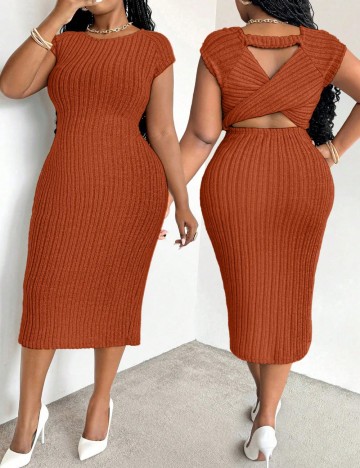 Rochie maxi Shein Curve+, cărămiziu