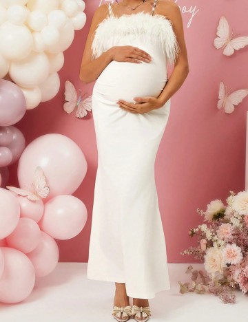 Rochie maxi Shein Curve+, alb