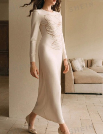 Rochie maxi Shein, crem