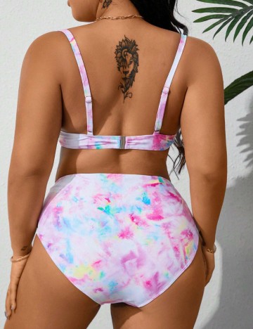 Set costum de baie și fustă Shein Curve+, mix culori