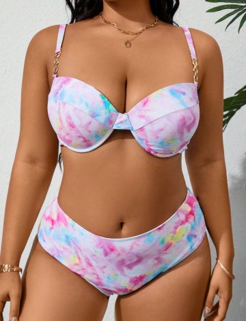 Set costum de baie și fustă Shein Curve+, mix culori