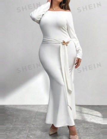 Rochie maxi Shein Curve+, alb