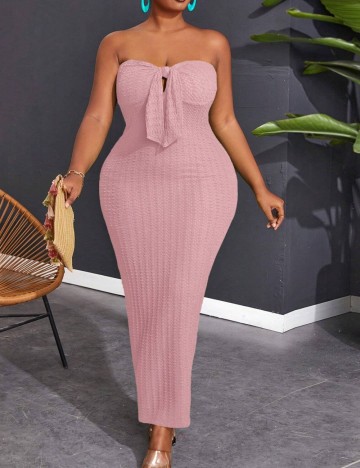 Rochie maxi Shein Curve+, roz