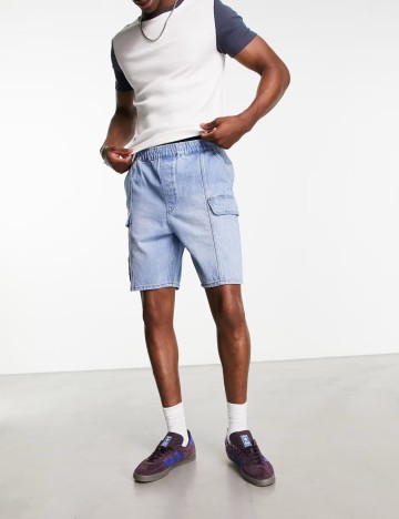 Pantaloni scurți de blugi ASOS, albastru