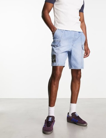 Pantaloni scurți de blugi ASOS, albastru