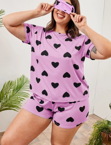 Compleu pijamale Shein Curve+, roz