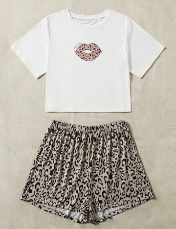 Compleu pijamale Shein Curve+, leopard print