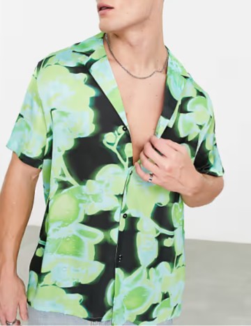 Cămașă cu mânecă scurtă ASOS, verde