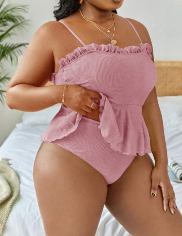 Costum de baie Shein Curve+, roz
