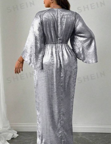 Rochie maxi Shein Curve+, argintiu