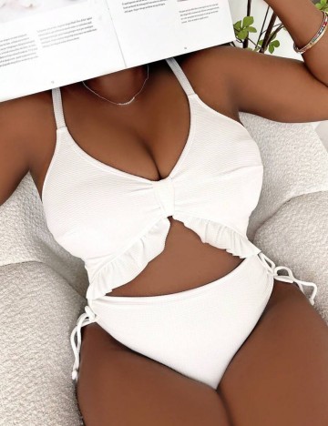 Costum de baie întreg Shein Curve+, alb