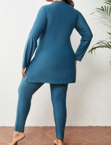 Set costum de baie Shein Curve+, albastru