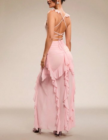 Rochie maxi Shein, roz puda