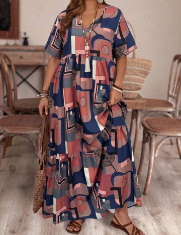 Rochie maxi Shein Curve+, mix culori