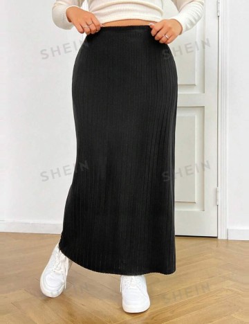 Fustă maxi Shein Curve+, negru