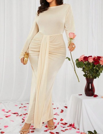 Rochie maxi Shein Curve+, crem